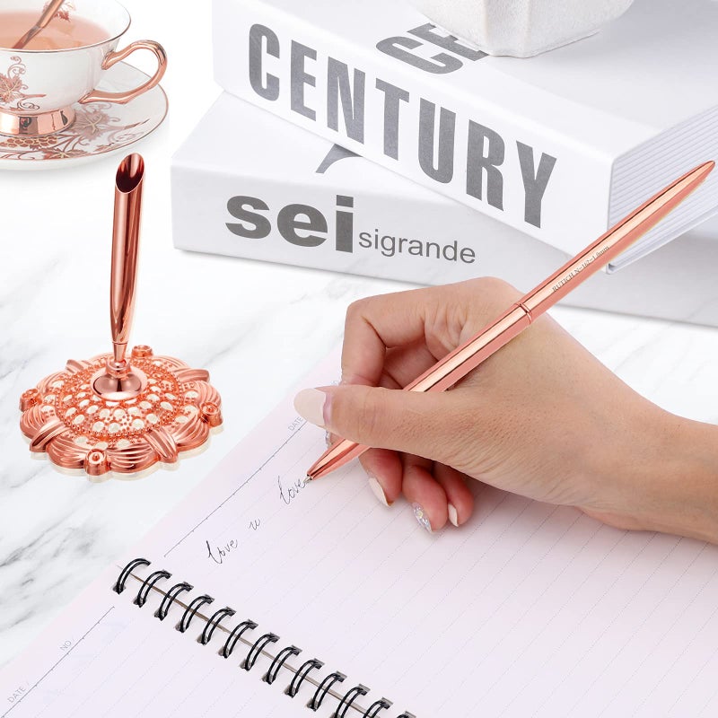 RUTICH Hollow Round Pen Holder Signing Pen Set for Wedding Bridal Engagement Valentine's Day Favors,Rose Gold 2 Pcsâ€¦ - Image 5